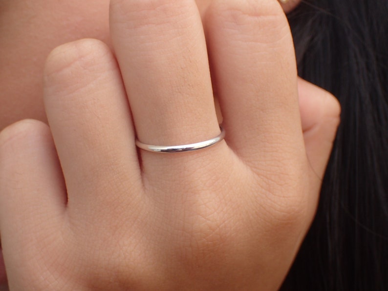 1.8mm Simple Thin Plain Wedding Band, Smooth Plain Band, Thin Dainty Band, 925 Sterling Silver Band