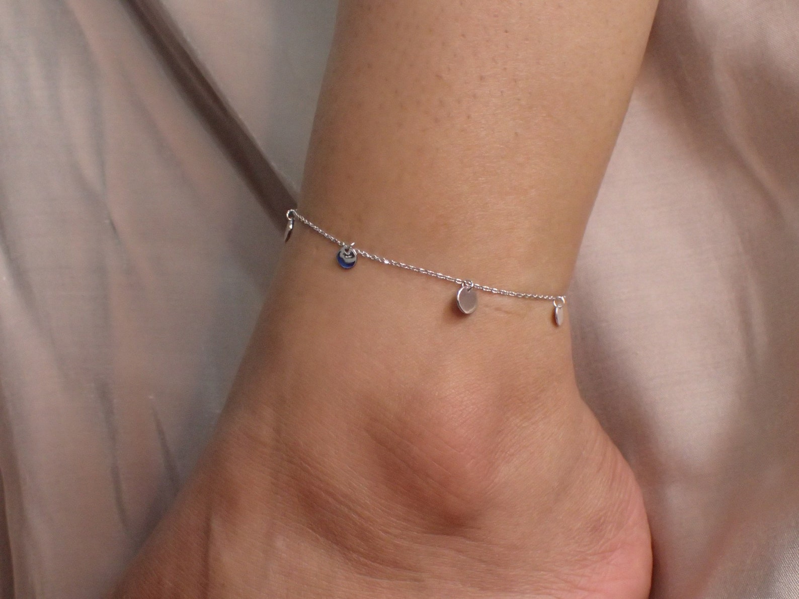 Sterling Silver Anklets with Disc / Anklets for Women / Disc Gold Anklet Bracelet / Tiny Disc Anklet / Minimalist Anklet