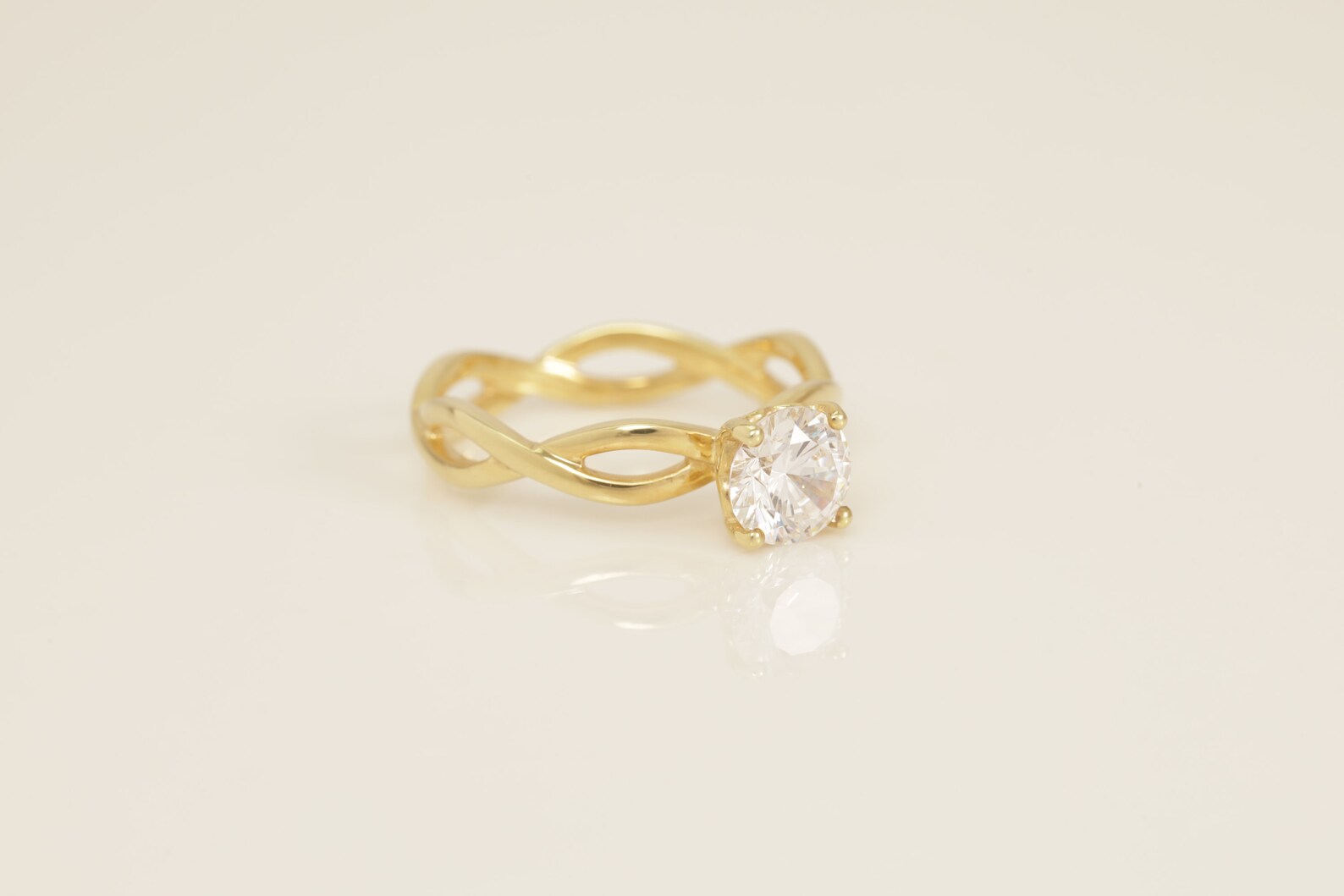 Twisted Diamond Engagement Ring, Diamond Infinity Ring, Bridal Solitaire Promise Ring, Anniversary Ring Gift for Her