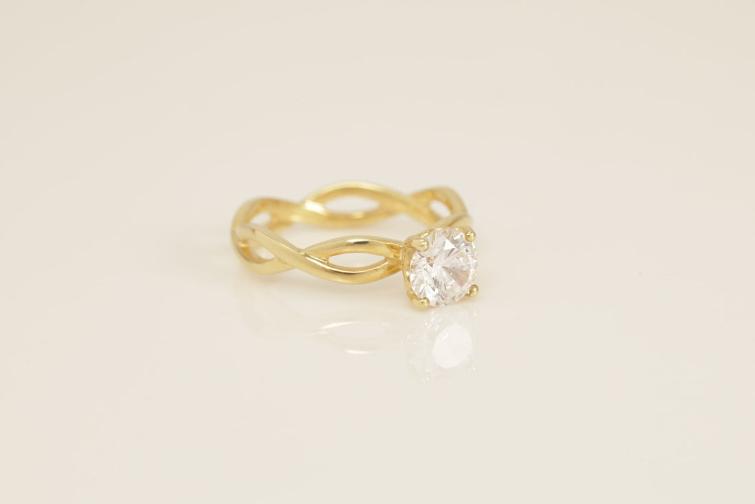 Twisted Diamond Engagement Ring, Diamond Infinity Ring, Bridal Solitaire Promise Ring, Anniversary Ring Gift for Her