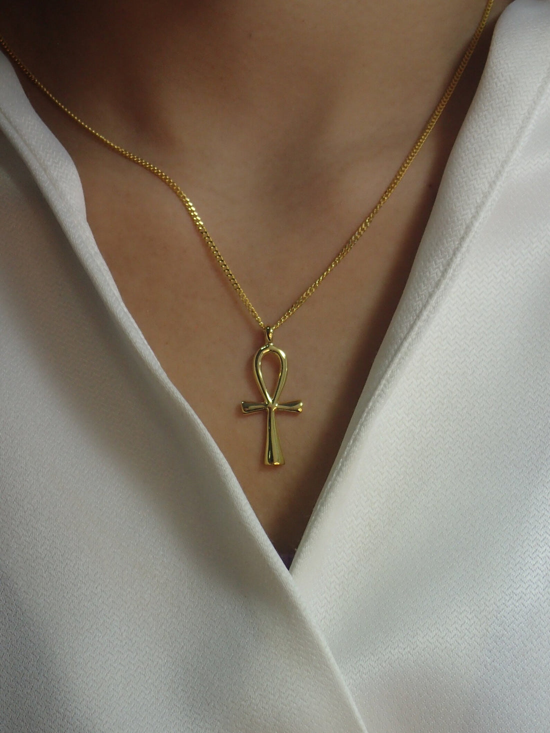 Egyptian Ankh Cross Pendant Necklace / Egypt Hieroglyphs pendant necklace / Protection Necklace / Egyptian Cross