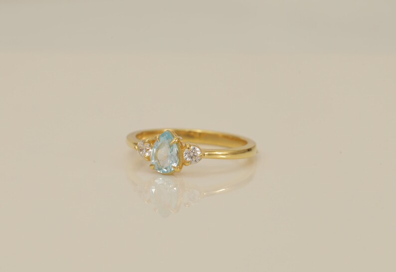 0.50 CT Blue Topaz Engagement Ring, Pear Cut Vintage Engagement Ring, December Birthstone Gift, Vintage Anniversary Ring