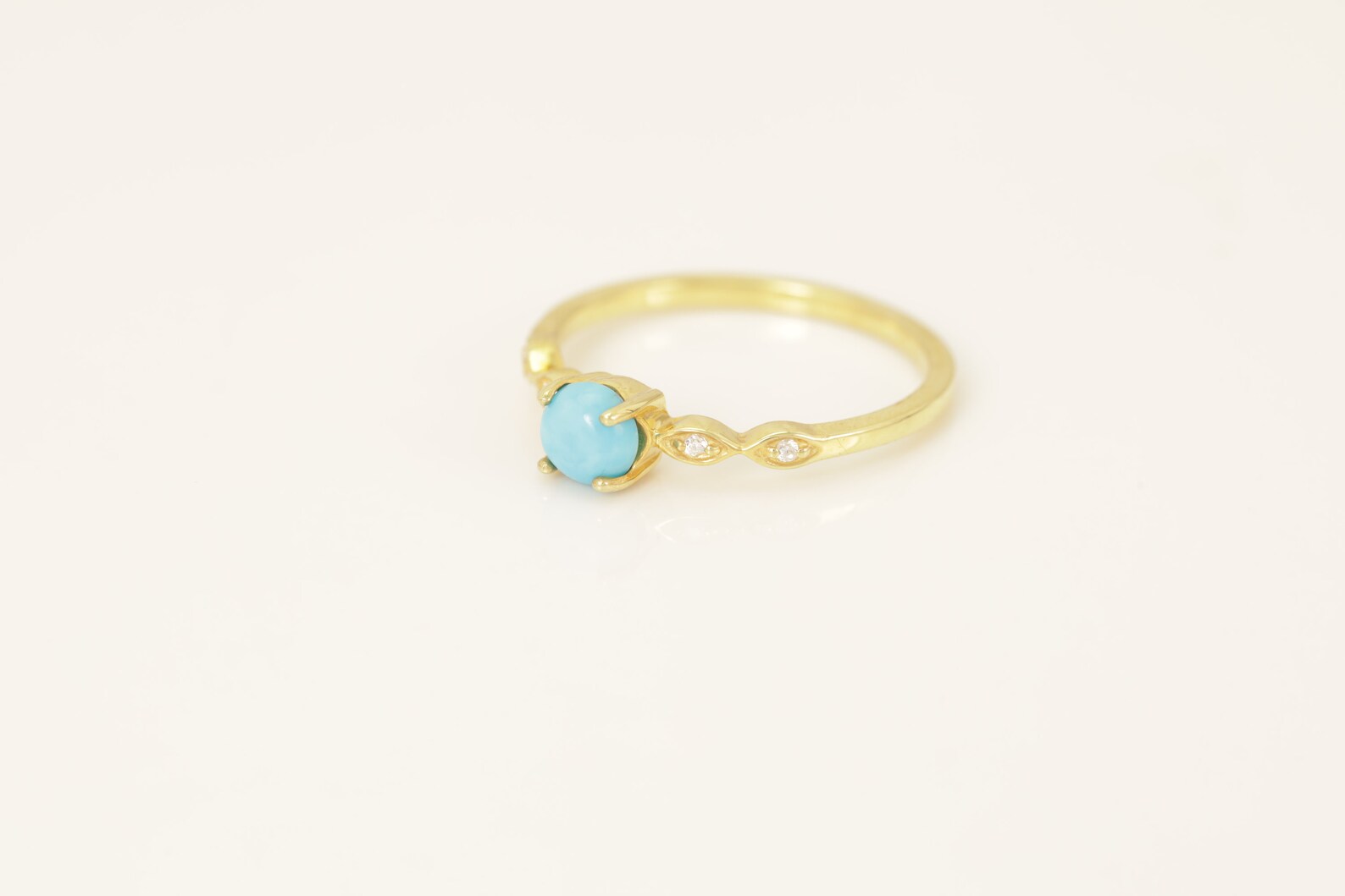 Turquoise and Diamond Engagement Ring, December Birthstone, Turquoise Ring, 18k Gold Unique Promise Ring, Marquise Ring