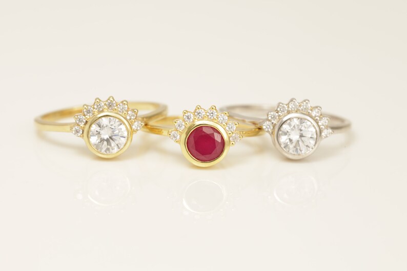 Diamond Cluster Engagement Ring, Vintage Solitaire Wedding Ring, Promise Ring, Anniversary Ring, Vintage Style Ring, Bridal Ring