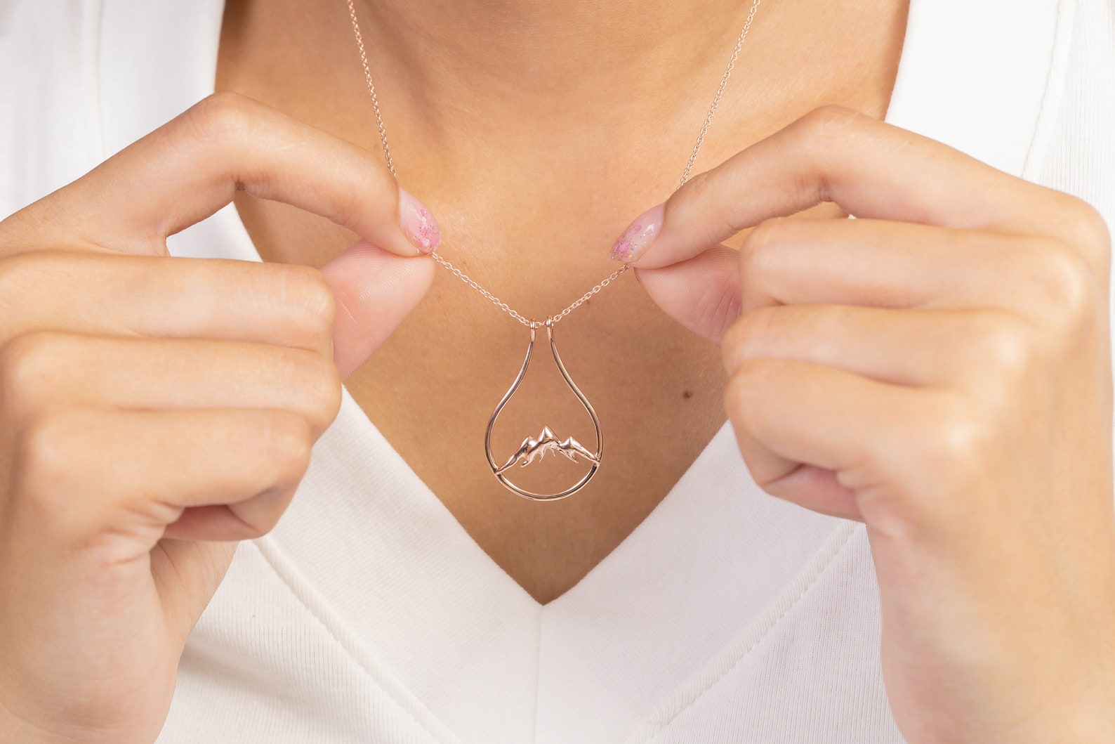 Mountain Ring Holder Necklace, Mountain Jewelry, Wedding and Engagement Ring Keeper Necklace, Nature Jewelry Gift for Wife