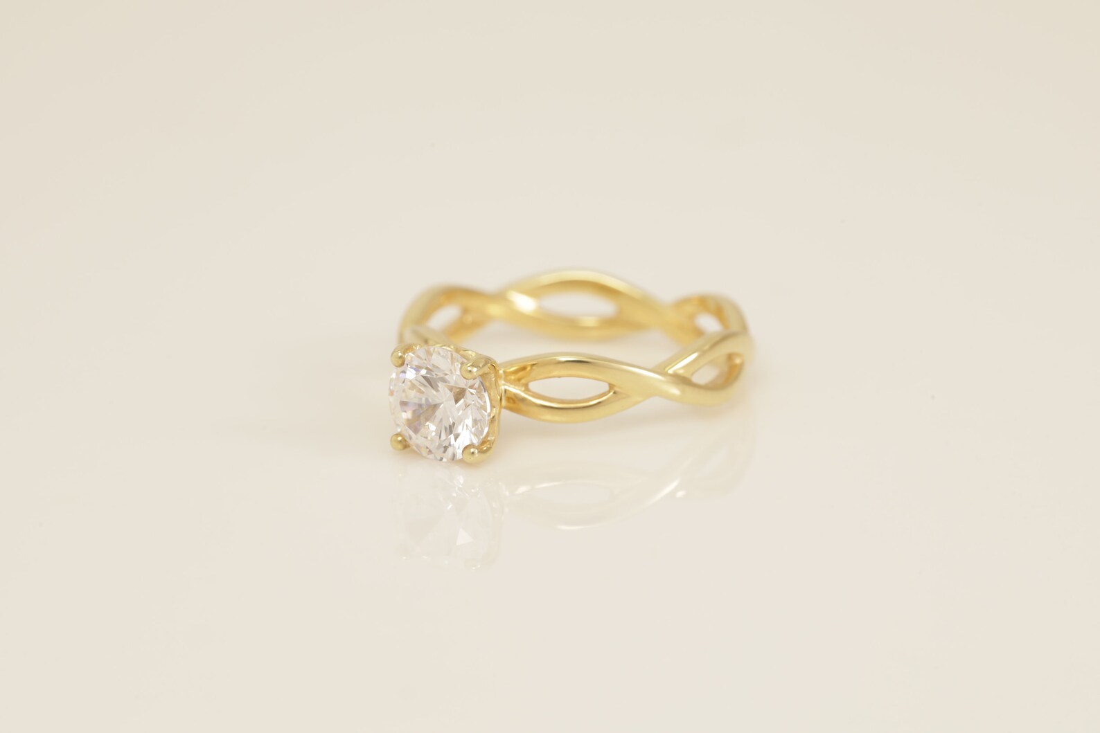 Twisted Diamond Engagement Ring, Diamond Infinity Ring, Bridal Solitaire Promise Ring, Anniversary Ring Gift for Her