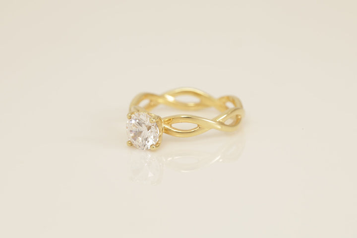 Twisted Diamond Engagement Ring, Diamond Infinity Ring, Bridal Solitaire Promise Ring, Anniversary Ring Gift for Her