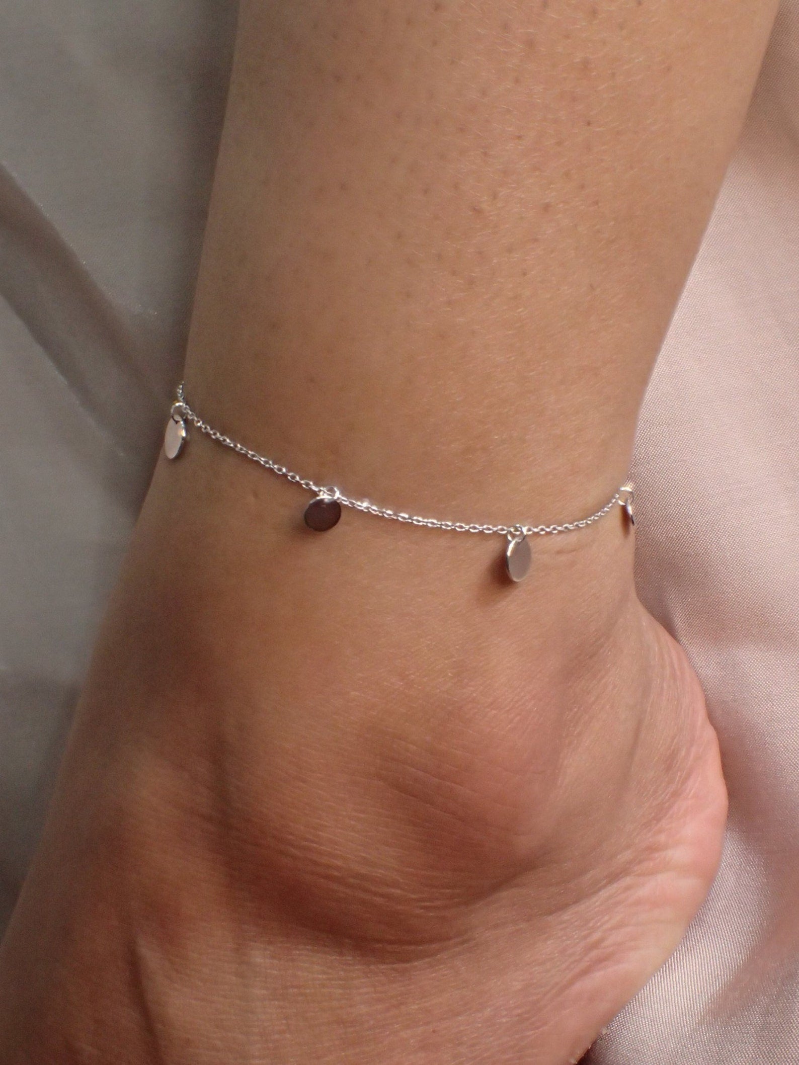 Sterling Silver Anklets with Disc / Anklets for Women / Disc Gold Anklet Bracelet / Tiny Disc Anklet / Minimalist Anklet