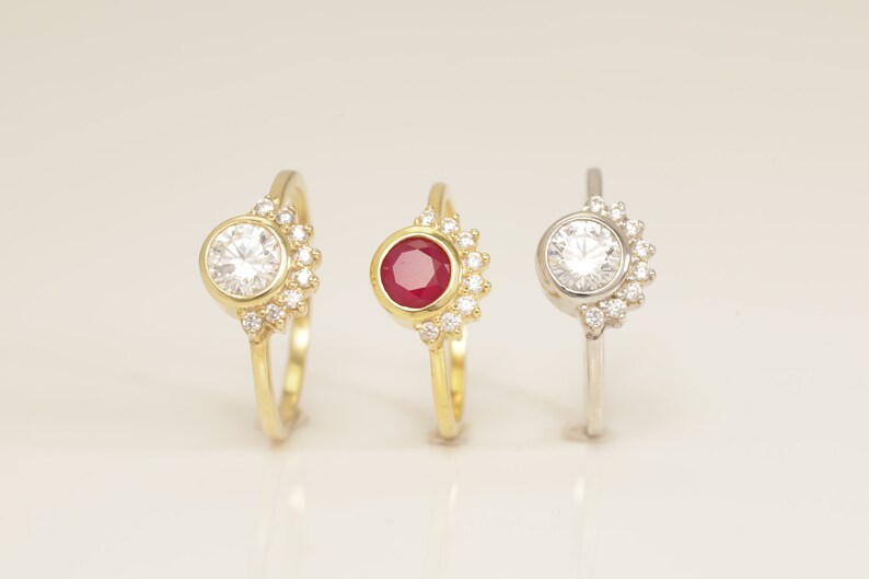 Diamond Cluster Engagement Ring, Vintage Solitaire Wedding Ring, Promise Ring, Anniversary Ring, Vintage Style Ring, Bridal Ring