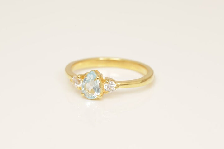0.50 CT Blue Topaz Engagement Ring, Pear Cut Vintage Engagement Ring, December Birthstone Gift, Vintage Anniversary Ring