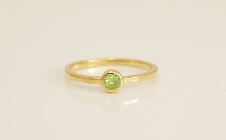 0.10ctw Peridot Solitaire Ring, August Birthstone Ring, Peridot Gemstone Ring, Peridot Stacking Ring