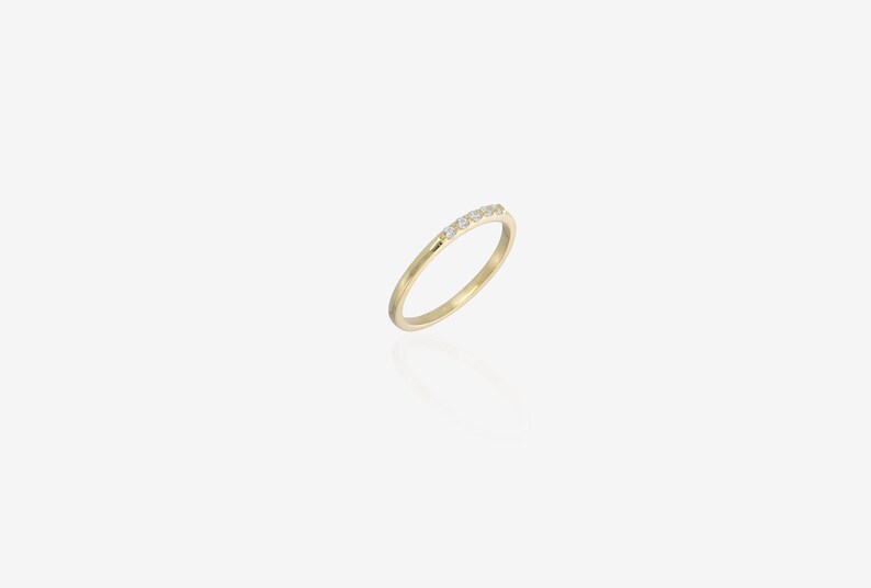 5 Stone Minimalist Ring, Delicate Diamond Ring, Thin Dainty Wedding Ring, Stacking Ring for Women