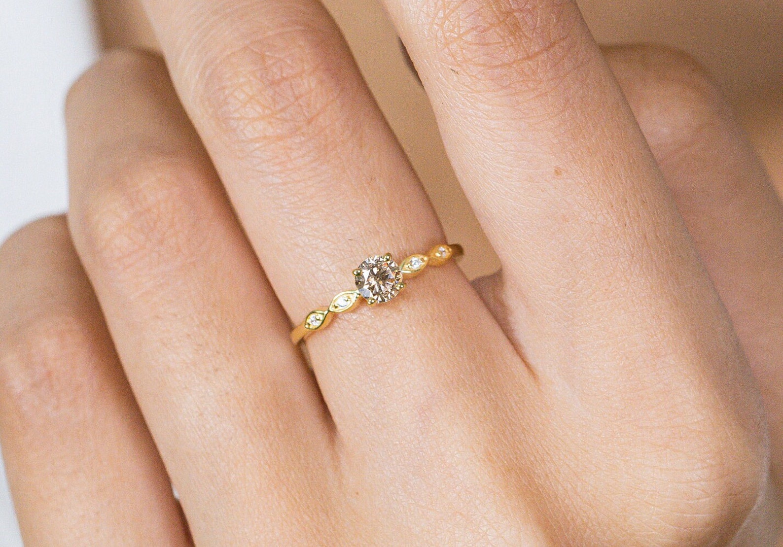 Topaz and Diamond Engagement Ring, November Birthstone, Topaz Ring, 18k Gold Unique Promise Ring, Marquise Ring