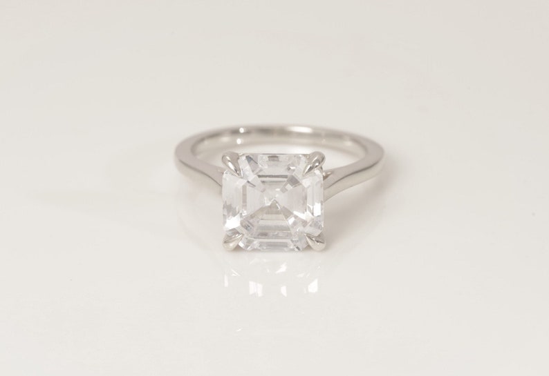 4.0 CT Asscher Cut Diamond Engagement Ring, Asscher Diamond Wedding Ring, Promise Ring for Women, Anniversary Ring