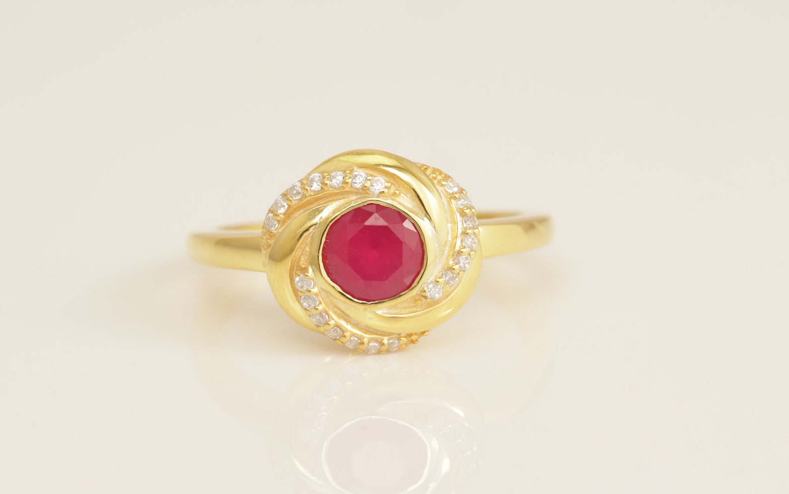 0.50 CT Ruby Engagement Ring, Channel Set Diamond Halo Ruby Ring, July Birthstone Ring, Bridal Promise Ring