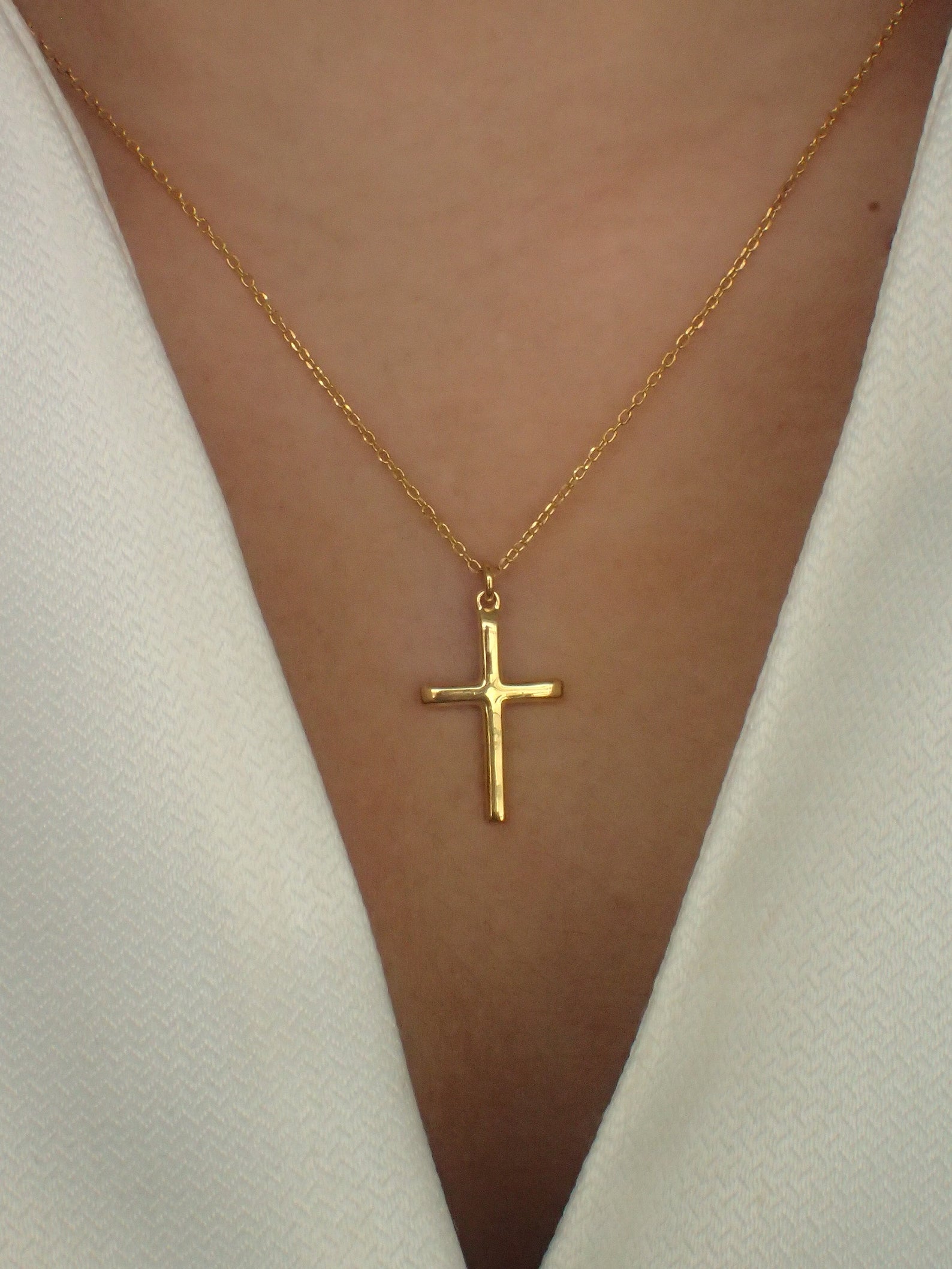 Cross Necklace / Dainty Cross Charm / Religious Necklace / Minimalist Necklace Gift for Her