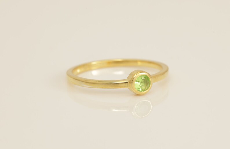 0.10ctw Peridot Solitaire Ring, August Birthstone Ring, Peridot Gemstone Ring, Peridot Stacking Ring