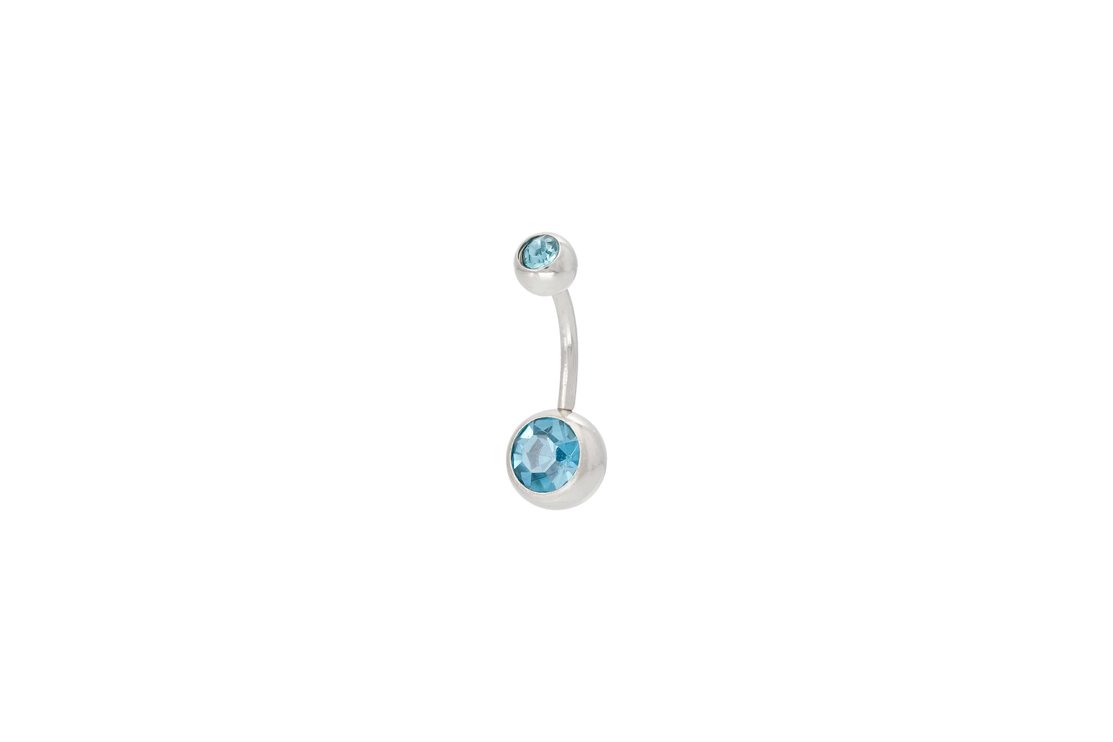 Bezel Set Aquamarine Belly Ring, Sterling Silver Curved Barbell, March Birthstone, Belly Button Jewelry, Navel Piercing