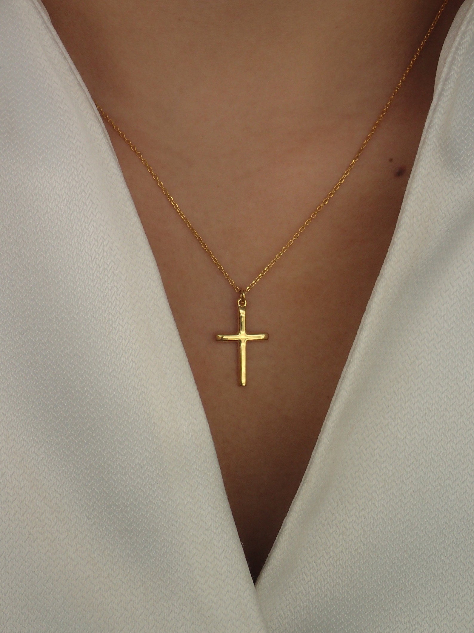 Cross Necklace / Dainty Cross Charm / Religious Necklace / Minimalist Necklace Gift for Her