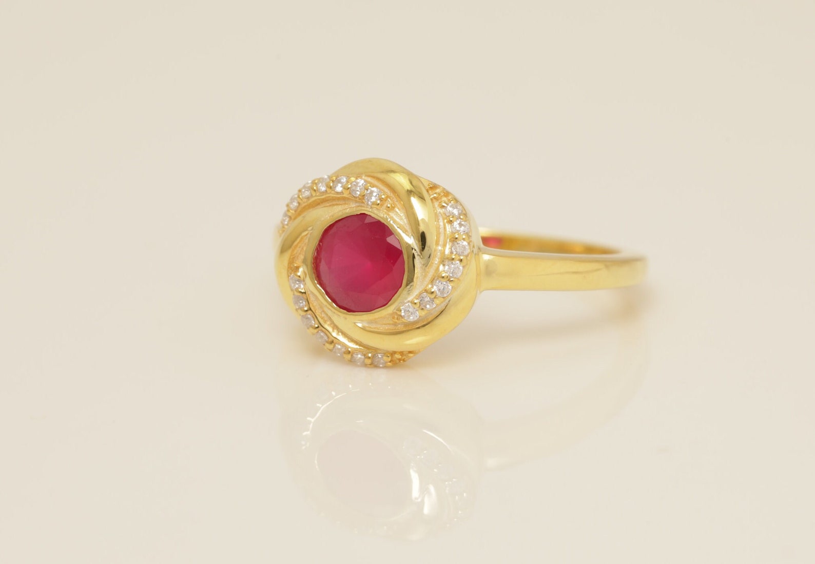 0.50 CT Ruby Engagement Ring, Channel Set Diamond Halo Ruby Ring, July Birthstone Ring, Bridal Promise Ring