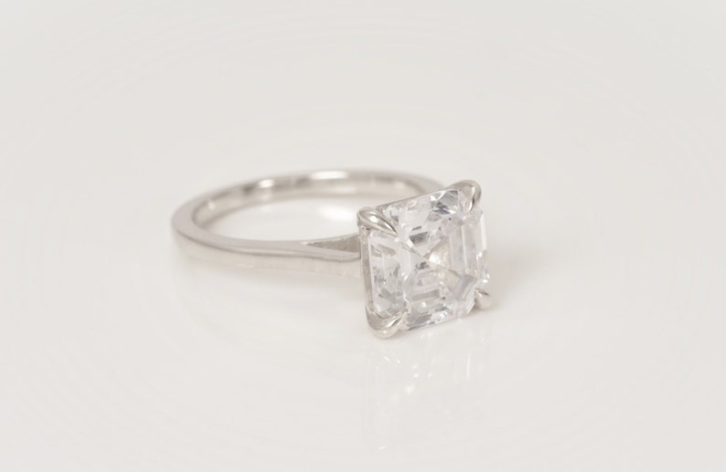4.0 CT Asscher Cut Diamond Engagement Ring, Asscher Diamond Wedding Ring, Promise Ring for Women, Anniversary Ring