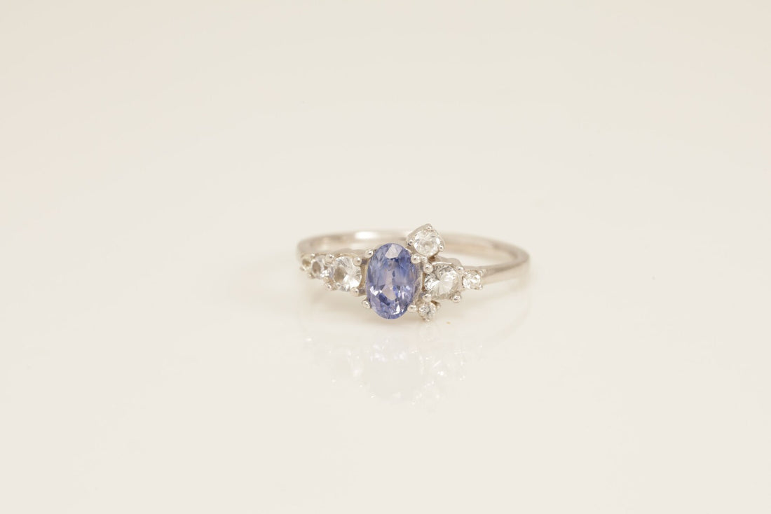Amethyst Engagement Ring, Diamonds Cluster Ring, February Birthstone Ring, Unique Amethyst Anniversary Ring, Promise Ring