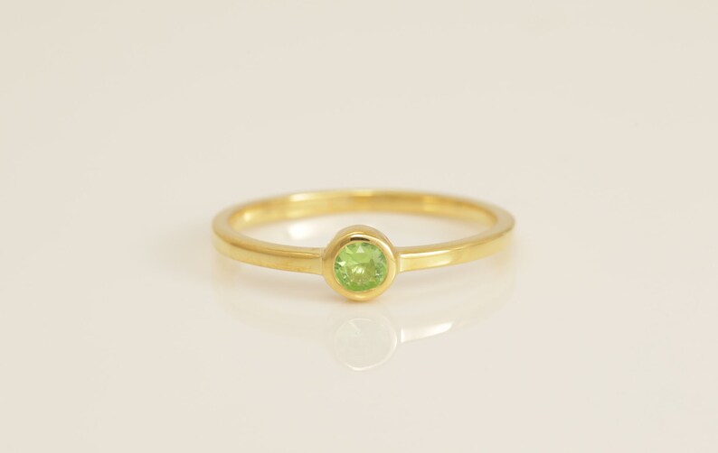 0.10ctw Peridot Solitaire Ring, August Birthstone Ring, Peridot Gemstone Ring, Peridot Stacking Ring