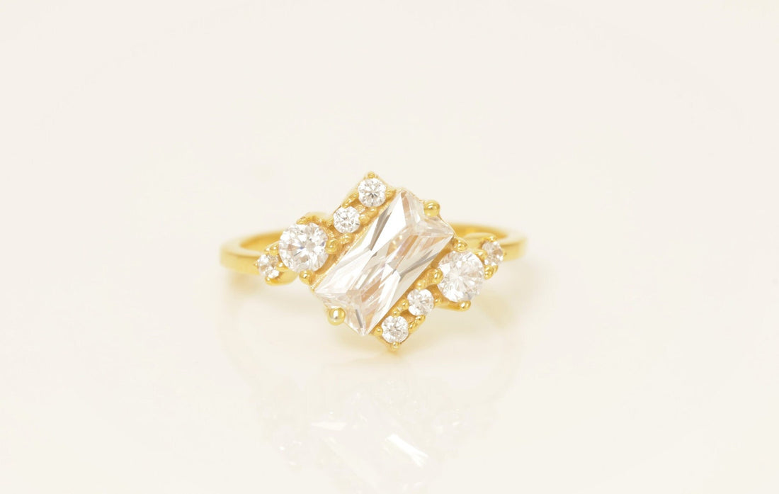 Diamond Cluster Engagement Ring, Alternative Wedding Band, Unique Cluster Nature Ring, Anniversary Gift
