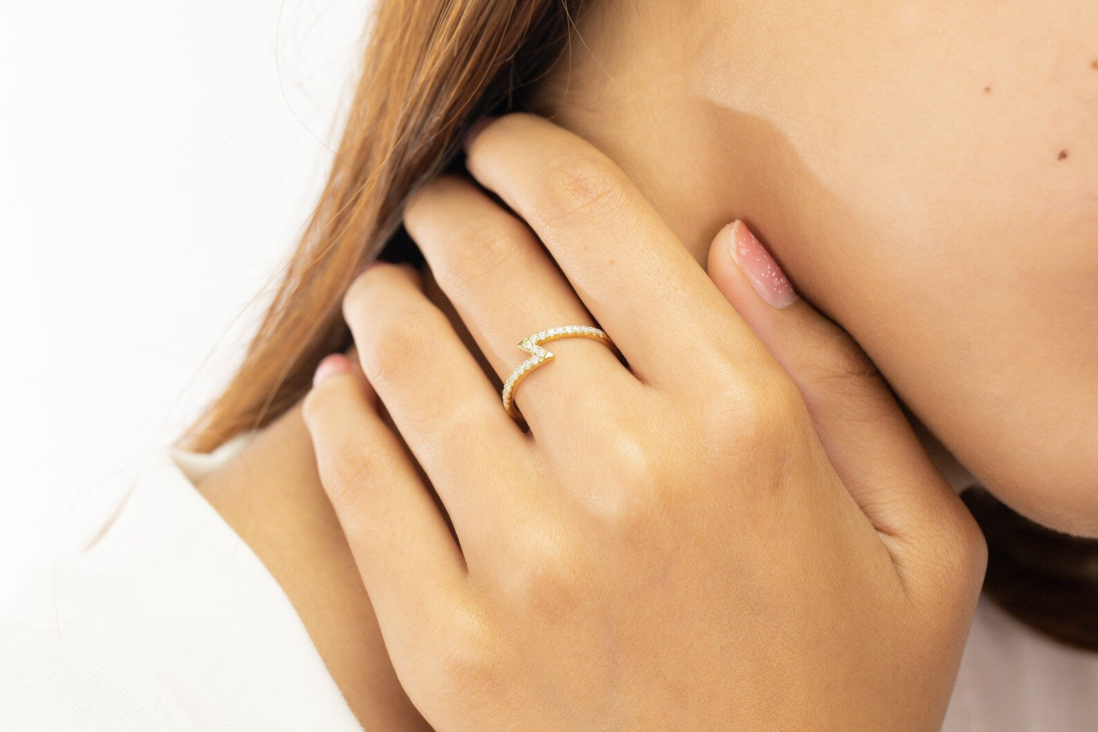 Lightning Bolt Moissanite Wedding Ring, Thin Stackable Rings, Lightning band, Minimalist Ring, Weather Jewelry