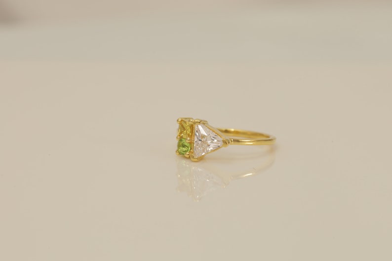 Citrine and Diamond Wedding Band - Dainty Peridot Ring - Vintage Engagement Ring - Birthstone Ring - Promise Ring Gift for Her