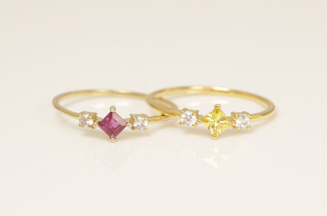 Three Stone Ruby Engagement Ring, Gemstone Wedding Ring, Ruby ring, Birthstones Ring Gift for Her, Cluster Wedding Ring, Promise Ring