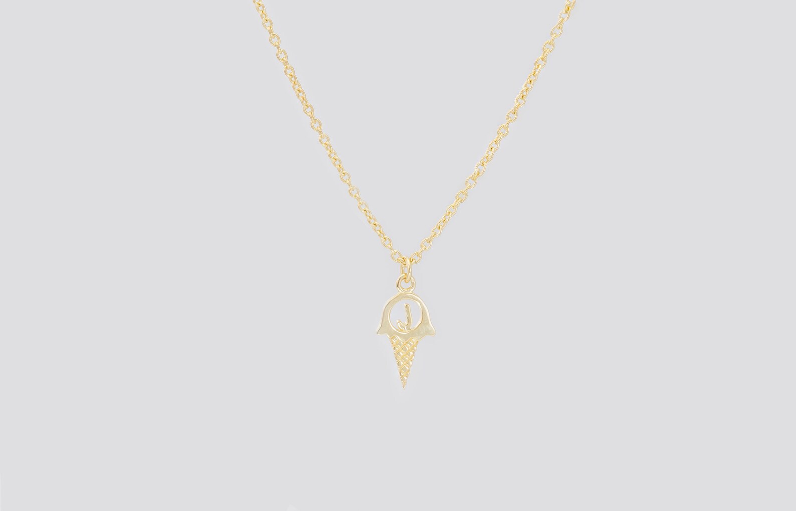 Personalized Ice-cream Necklace, Cone Initial Necklace, Ice-cream Charm, Summer Jewelry, Ice Cream Cone Pendant Necklace