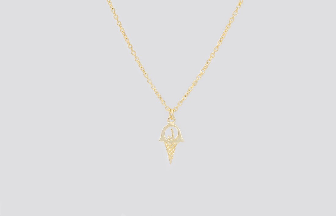 Personalized Ice-cream Necklace, Cone Initial Necklace, Ice-cream Charm, Summer Jewelry, Ice Cream Cone Pendant Necklace