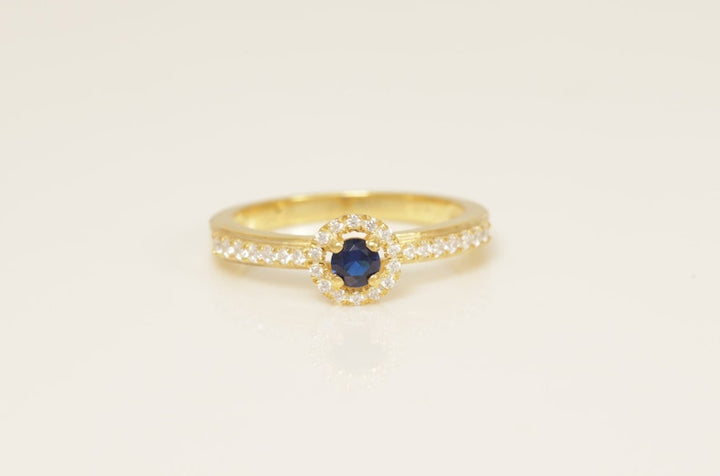 Diamond Halo Blue Sapphire Engagement Ring, Blue Sapphire Wedding Ring, September Birthstone Ring, Promise Ring