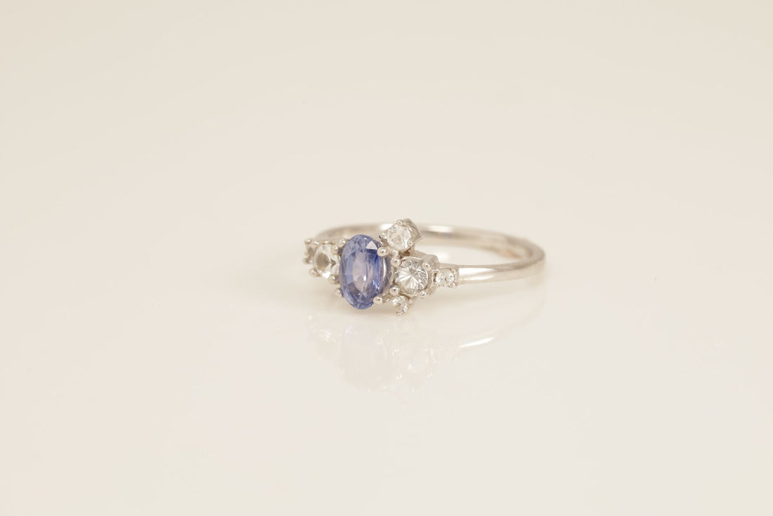 Amethyst Engagement Ring, Diamonds Cluster Ring, February Birthstone Ring, Unique Amethyst Anniversary Ring, Promise Ring