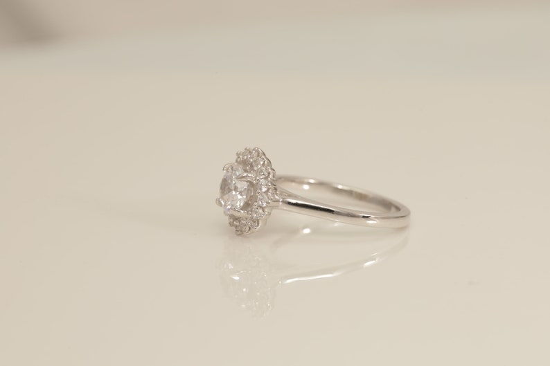 Diamond Halo Engagement Ring, Diamond Promise Ring, Anniversary Ring Gift for Wife, Diamond Wedding Ring