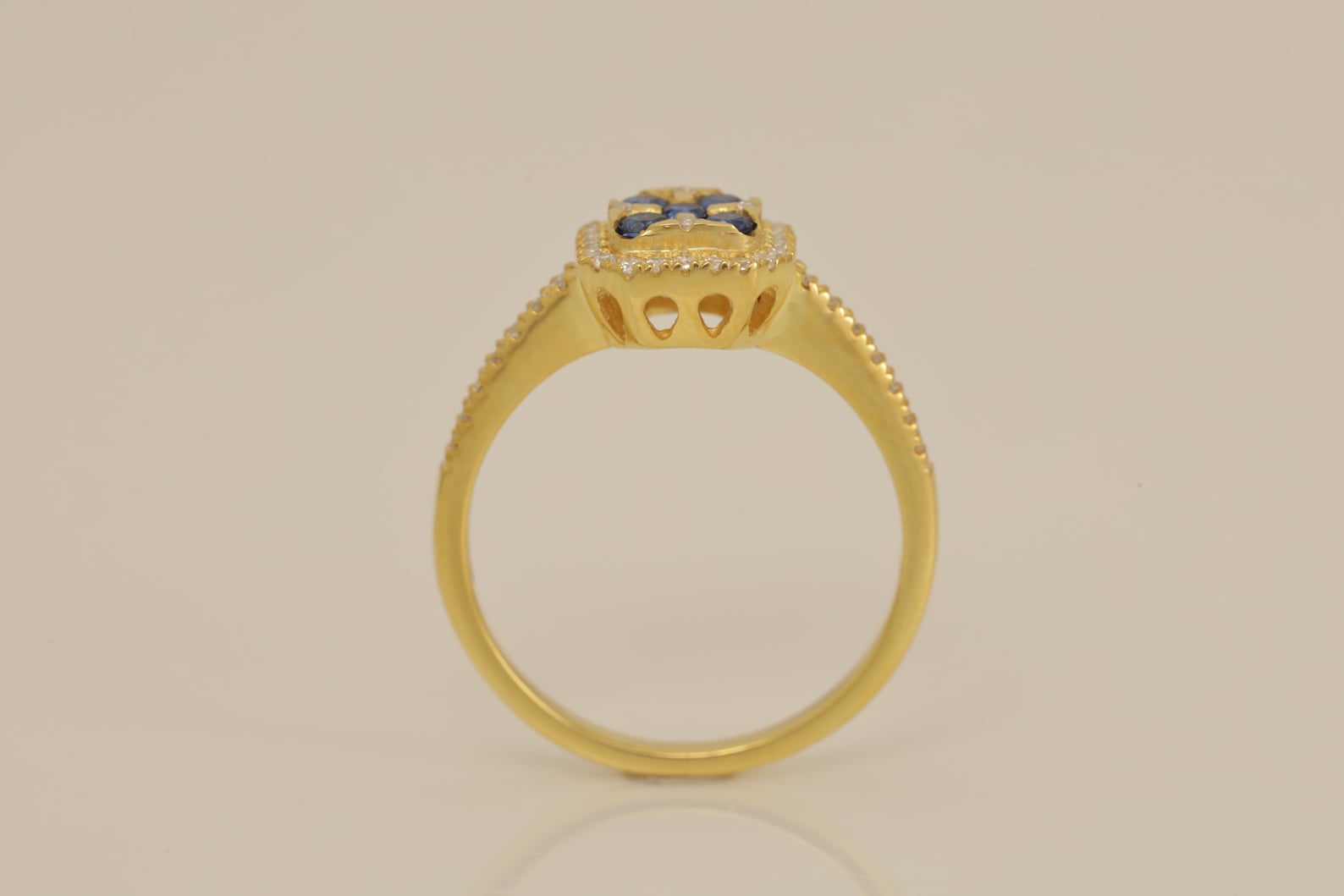 Diamond Halo Blue Sapphire Engagement Ring, September Birthstone Ring, Blue Sapphire Flower Wedding Ring, Anniversary Ring