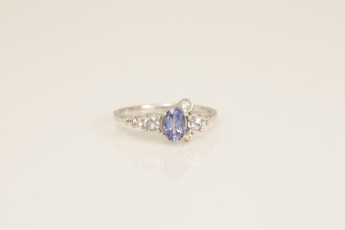 Amethyst Engagement Ring, Diamonds Cluster Ring, February Birthstone Ring, Unique Amethyst Anniversary Ring, Promise Ring