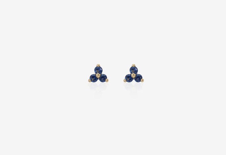 Blue Sapphire Stud Earrings, Sterling Silver Trio Earrings, September Birthstone, Daily Wear Earrings