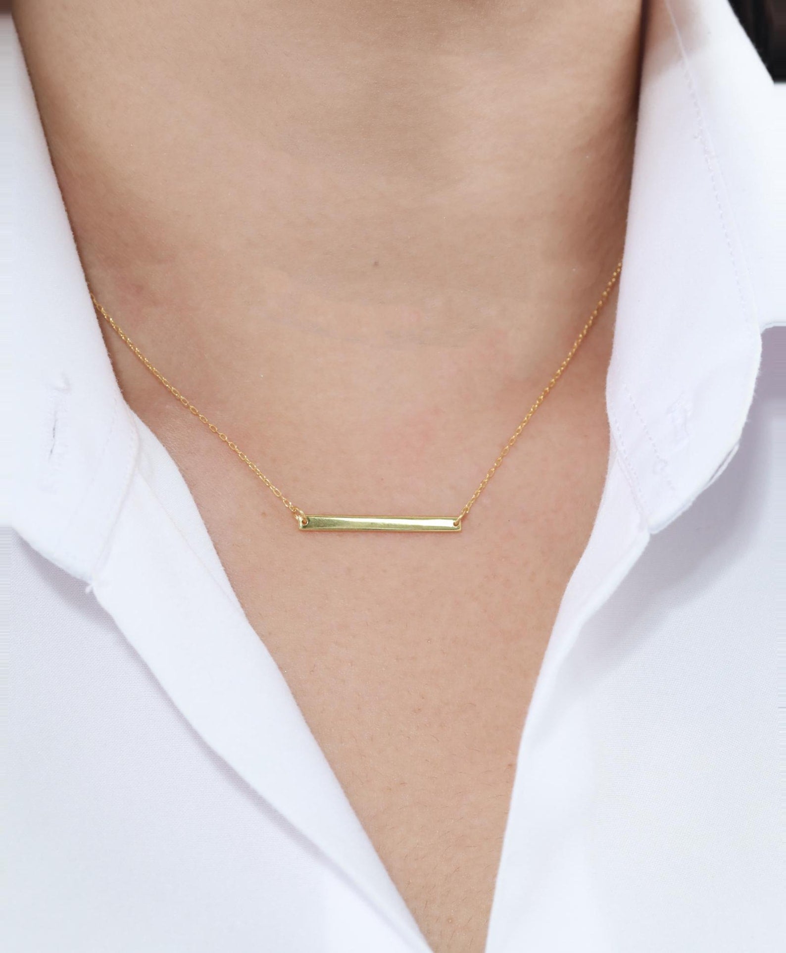 Personalized Bar Necklace, Custom Name Plate Necklace, Engraved Name Bar Necklace, Sterling Silver Bar Pendant Necklace