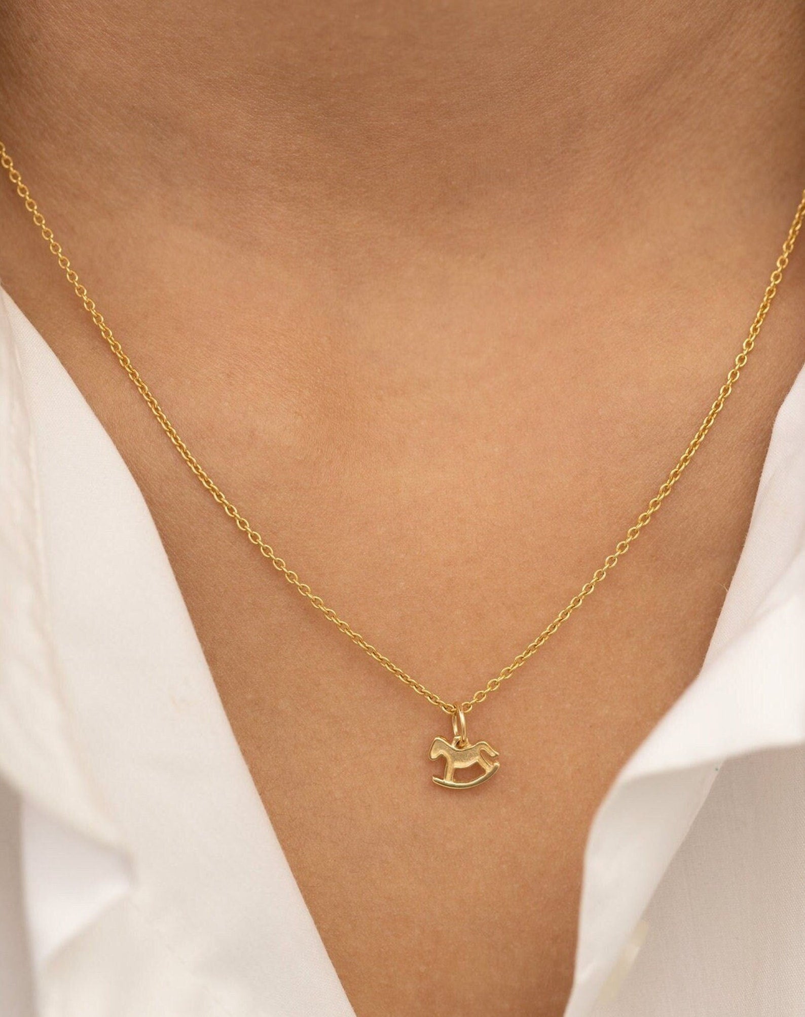 Rocking Horse Necklace, Rocking Horse Pendant Charm, Baby Horse Necklace, Gift for Animal Lover, Horse Memorial Gift