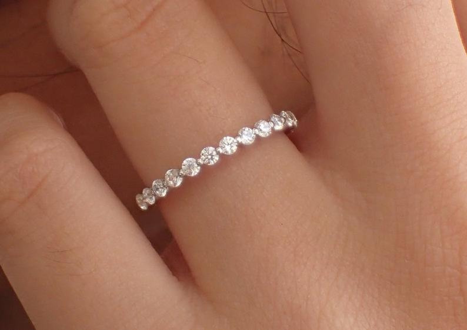 Mother's Day Gift, 2.0MM Moissanite Wedding Band, Mothers Day Gift Ideas, Unique Mom Gift, Mother's Day Jewelry,