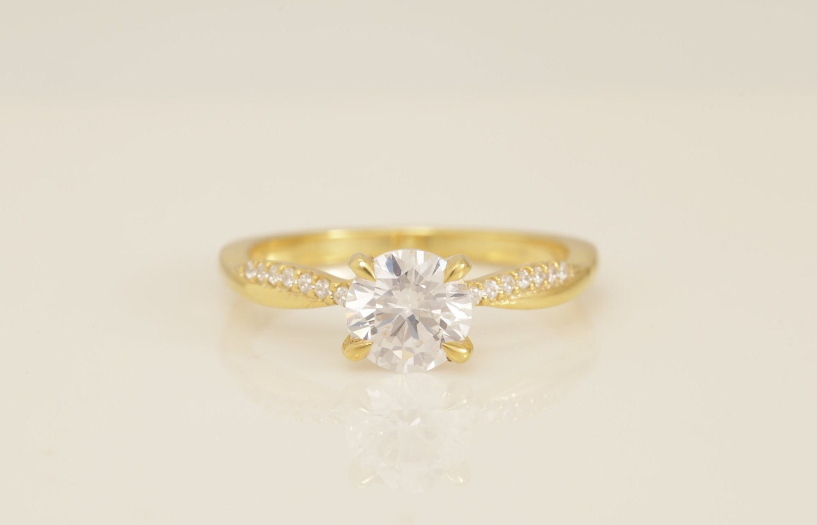 0.84 CT Twisted Diamond Engagement Ring, Diamond Solitaire Wedding Ring, Twisted Infinity Ring, Bridal Promise Ring for Women