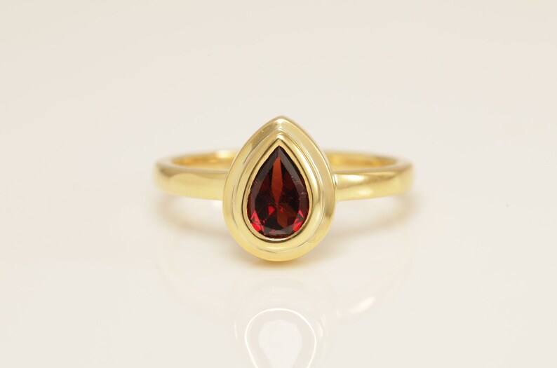 0.75 CT Pear Shape Garnet Engagement Ring, January Birthstone Ring, Delicate Solitaire Garnet Ring, Anniversary Gift for her