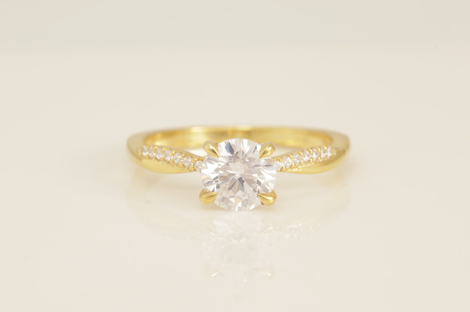 0.84 CT Twisted Diamond Engagement Ring, Diamond Solitaire Wedding Ring, Twisted Infinity Ring, Bridal Promise Ring for Women