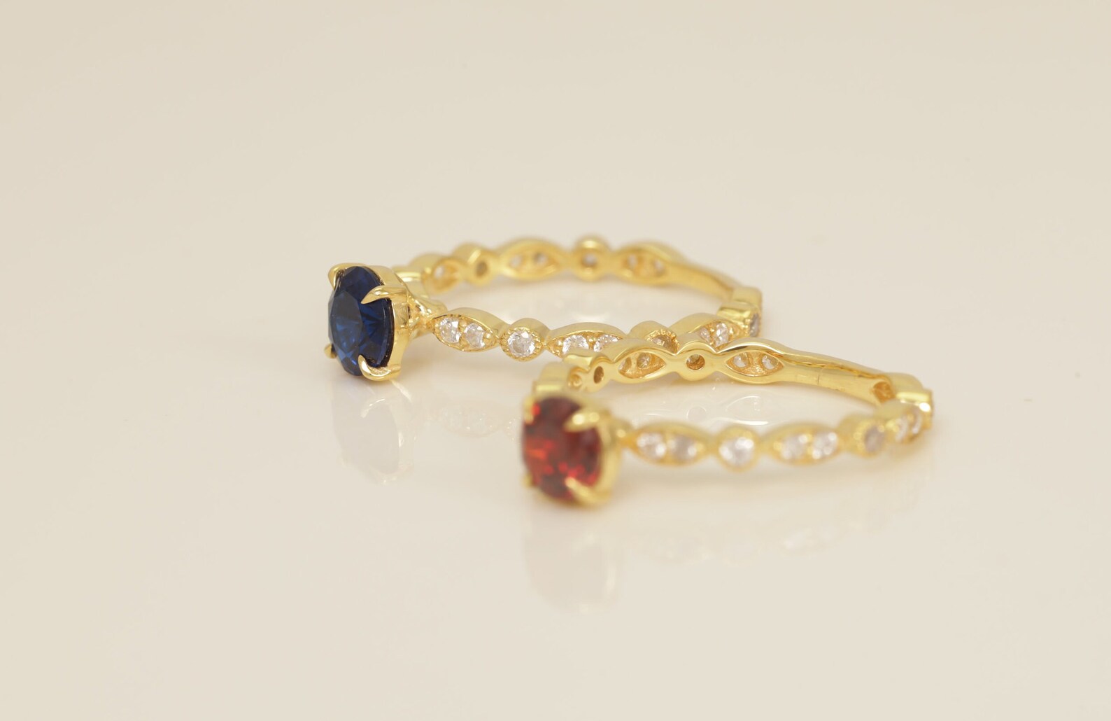 Art Deco Blue Sapphire Engagement Ring, September Birthstone Ring, Marquise Vintage Wedding Ring, Anniversary Ring Gift for Her
