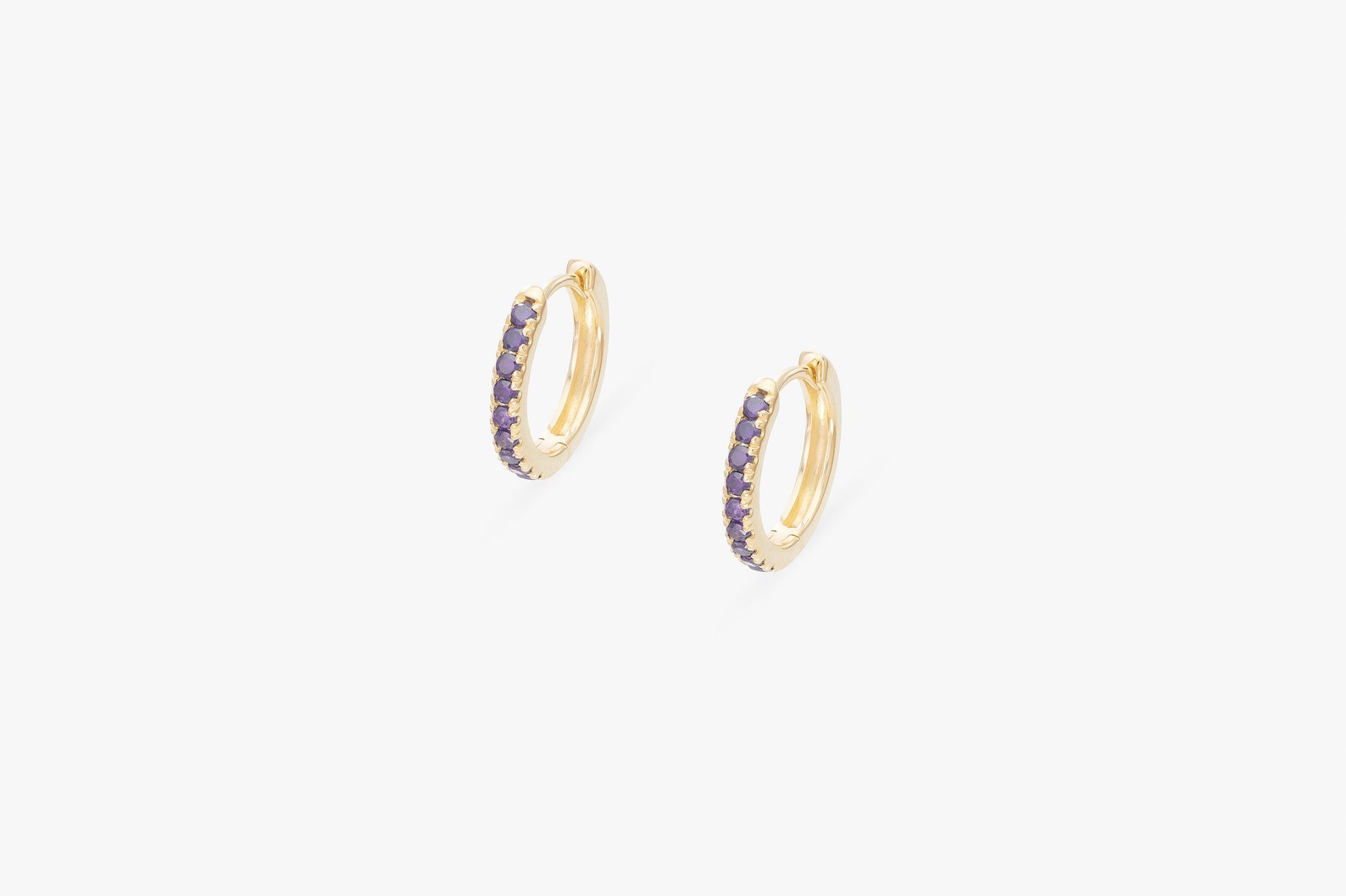 Amethyst Hoop Earrings, February Birthstone Gifts, Huggies Hoop Earrings, Minimal Hoop Earrings