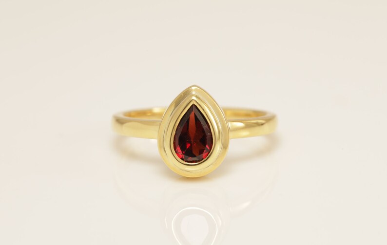0.75 CT Pear Shape Garnet Engagement Ring, January Birthstone Ring, Delicate Solitaire Garnet Ring, Anniversary Gift for her