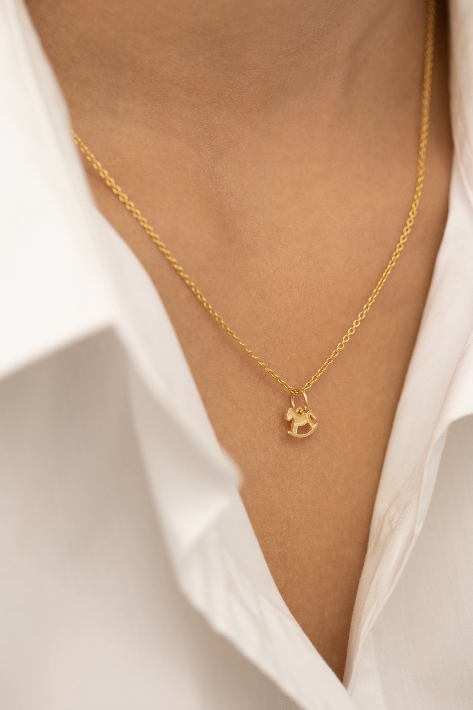 Rocking Horse Necklace, Rocking Horse Pendant Charm, Baby Horse Necklace, Gift for Animal Lover, Horse Memorial Gift