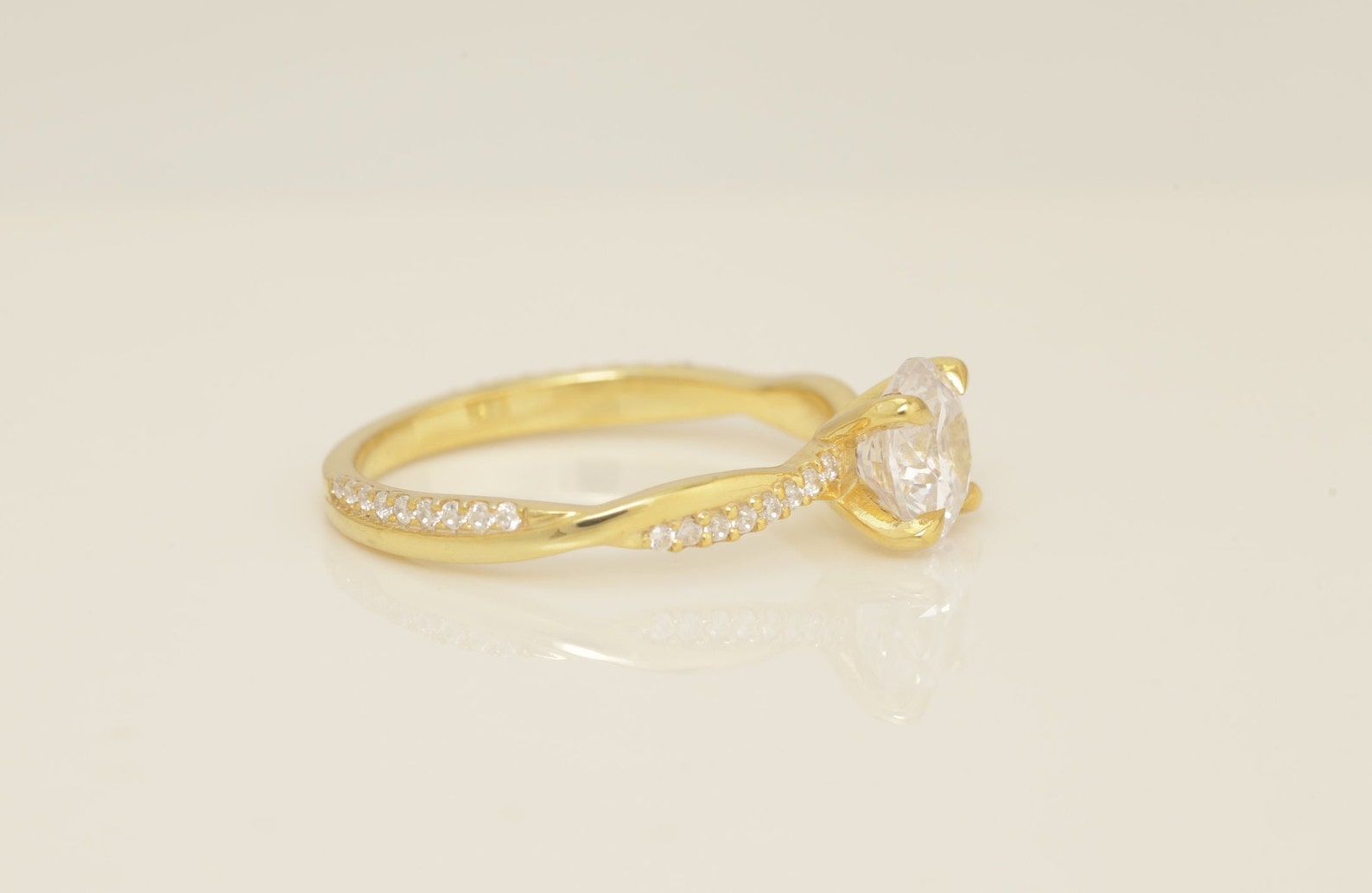 0.84 CT Twisted Diamond Engagement Ring, Diamond Solitaire Wedding Ring, Twisted Infinity Ring, Bridal Promise Ring for Women